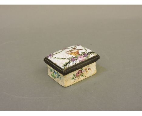 A Bilston rectangular enamel patch box, old restoration