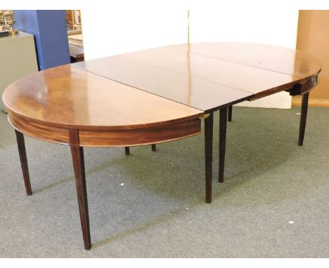 A George III and later mahogany dining table, with two D ends and two extra leaves, 137cm wide, 220cm long