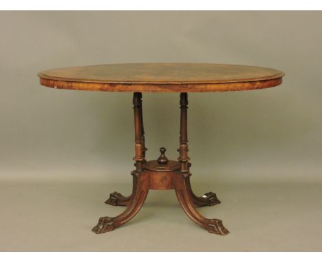 A burr walnut loo table, with inlay decoration