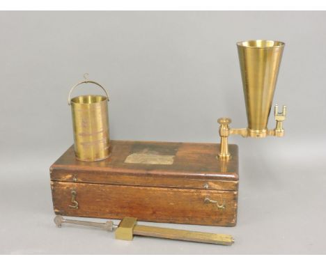 A chondrometer, or corn balance, by W R Dell, comprising steelyard, bucket and conical hopper, with paper label inside, 39cm 