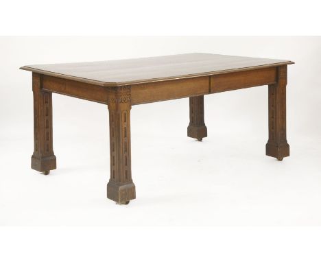 A Victorian 'Gothic' oak centre table, 162 x 96cm