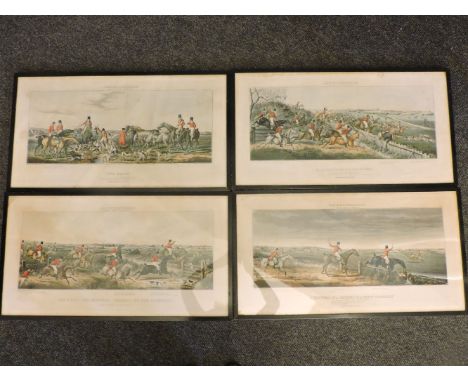 After John Dean Paul,LEICESTERSHIRE 'GAUDET EQUIS CANIBUSQUE'Four hunting aquatints, printed by F Herbault, London22 x 56cm i
