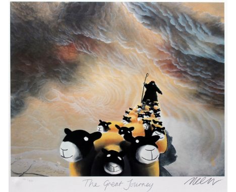 Mackenzie Thorpe, "The Great Journey", limited edition print, 46cm x 38cm, framed and glazed.