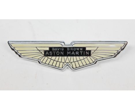 A David Brown Aston Martin enamel classic car badge, length 12cm. PROVENANCE - the car badges lots 189-196 have been bought f