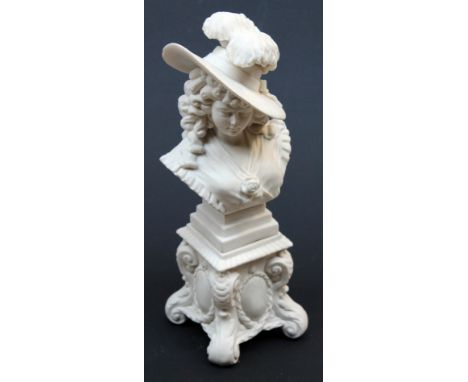 A rare W H Goss parian bust "The Beautiful Duchess" on plinth, impressed marks to bust, base unmarked, height 36.5cm.  CONDIT