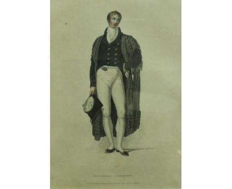 AFTER T UNWINS "Fellow commoner", "Gentleman commoner", portrait studies, coloured engravings by J Agar, published March 1814