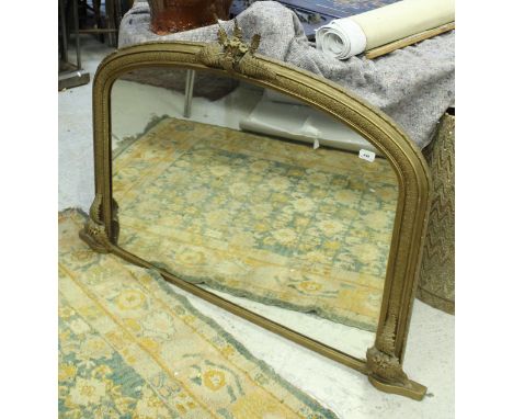 A circa 1900 giltwood and gesso framed over mantel mirror with fern decoration