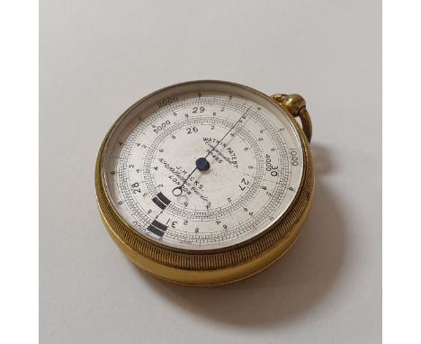 A Watkin Patent barometer with brass case, the brushed steel dial inscribed "Watkin Patent Compensated No. 465J.Hicks 89 and 
