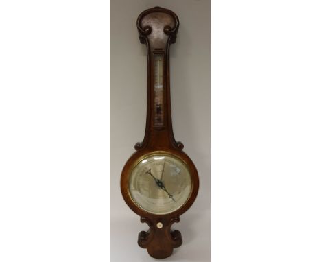 A 19th Century mahogany cased barometer/thermometer, the brass bushed dial inscribed P Cetta, Gloucester 