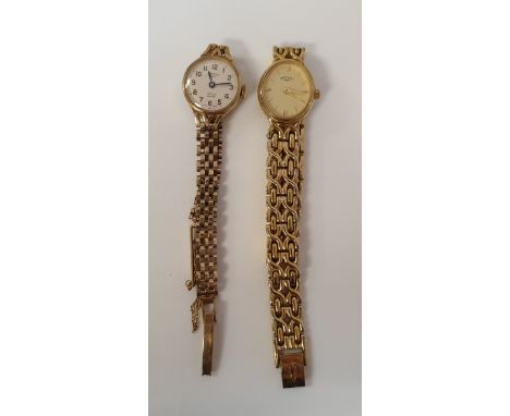 A 9 carat gold cased ladies Rotary wristwatch, the dial set with Arabic numerals and inscribed "Rotary 17 Jewel", together wi
