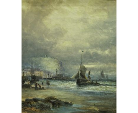 WILLIAM ANSLOW THORNLEY "Shipping off Scarborough" and "Low tide, Scarborough", oil on canvas, a pair, the first unsigned, th