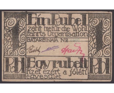 Russia, P.O.W Camp, Batarejnaja, 1 Rubel, ND (1918-19), serial number 9890, three manuscript signatures, very fine and rare C