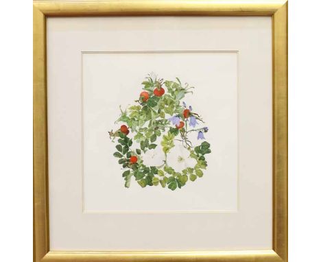 * ELSPETH HARRIGAN (SCOTTISH 1938 - 1999),
BOTANICAL STUDY
watercolour on paper, signed in pencil
40cm x 40cm
Mounted, framed