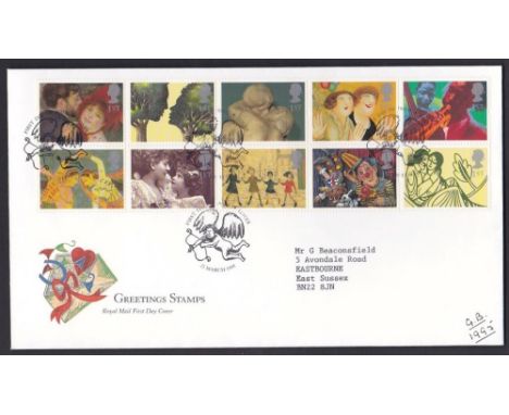 Great Britain - 1995 (21 Mar)  Greetings FDC with special handstamp, t/a.  m/s date.