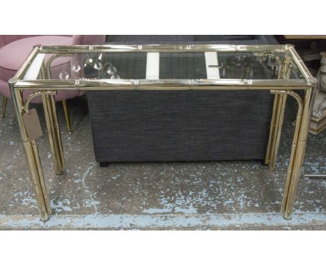 CONSOLE TABLE, 1980's Maison Jansen style rectangular faux bamboo brass and glass, 72cm H x 118cm W x 39cm D.