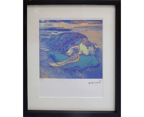 ANDY WARHOL 'Sea turtle', from Endangered Species portfolio, 1983 lithograph, hand numbered limited ed 16/100 by Leo Castelli