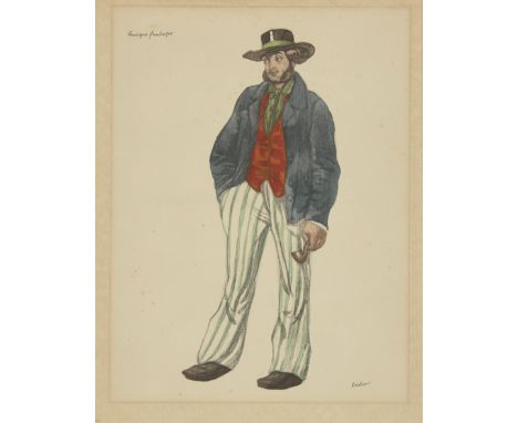 Leon Bakst,Russian 1866-1924,Boutique Fantasque;pochoir print,inscribed 'boutique fantasque,' numbered 8 on the reverse,32.4 