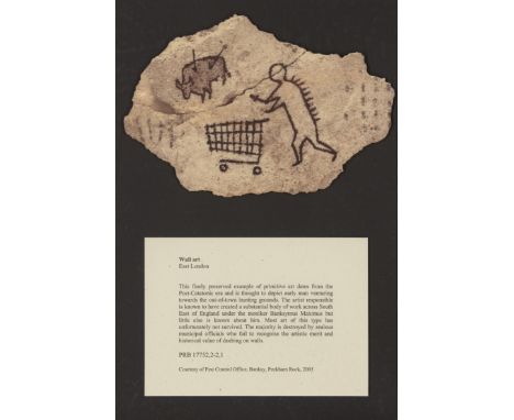 Banksy,British b.1974-Peckham Rock;wooden postcard,12 x 18 cm,(framed)(ARR)