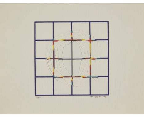 Maty Grünberg, Israeli b.1943- 8 Colours Erosion-Grid, 1978; each serigraph in colours on Three Crowns Laid 120grs paper, sig