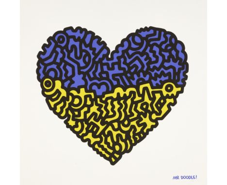 Mr Doodle,
British b.1994-

Doodle for Ukraine;

3 colour giclée Archival pigment print on 310gsm matte wove,
stamped signatu