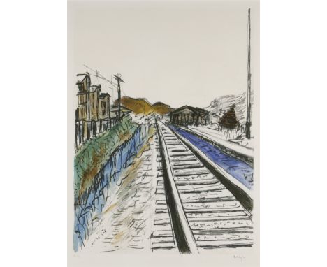 Bob Dylan,American b. 1941-Train Tracks (white), 2012;giclée print in colours on 350gsm Hahnemühle Museum Etching wove,signed