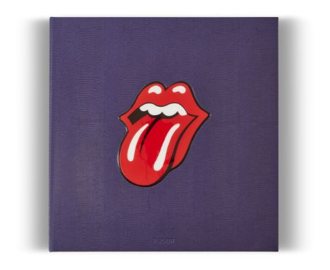 The Rolling Stones, a large hardcover book with 3 fold-outs and silkscreen printed chapter openers, 518 pages, signed by all 