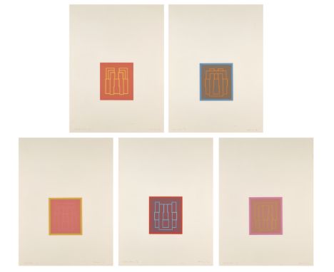 Robyn Denny,British 1930-2014,Portraits Series A (1, 2, 3, 4, 5), 1973;each lithograph in colours on wove,four signed, dated 