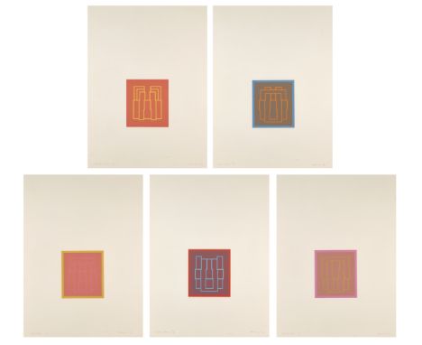 Robyn Denny,British 1930-2014,Portraits Series A (1, 2, 3, 4, 5), 1973;each lithograph in colours on wove,four signed, dated 