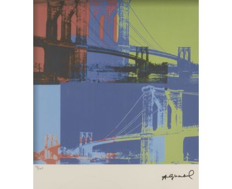 After Andy Warhol,American 1928-1987,Brooklyn Bridge;lithograph in colours on Arches wove,stamp signed within print, numbered