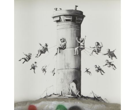 Banksy,
British b.1974-

Walled Off Box Set, 2017;

giclée print with concrete piece of wall,
from the open edition, in the a