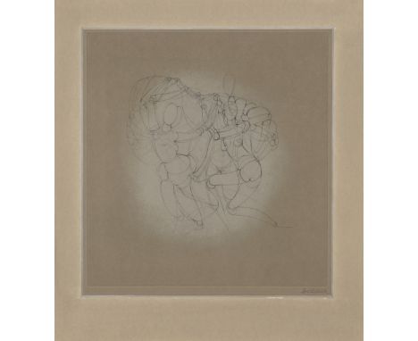 Hans Bellmer,German 1902-1975, Untitled, from the portfolio Les Marionettes, 1969; etching and white wash on grey wove,signed
