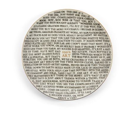 Grayson Perry CBE RA,British b.1960-100% Art plate, 2020;porcelain plate,developed and designed for the Holburne Museum, in c