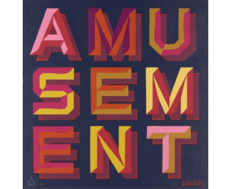 Ben Eine,British b. 1970-Amusement, 2014;12 colour screen print with glitter background on 300gsm Somerset wove,signed, dated
