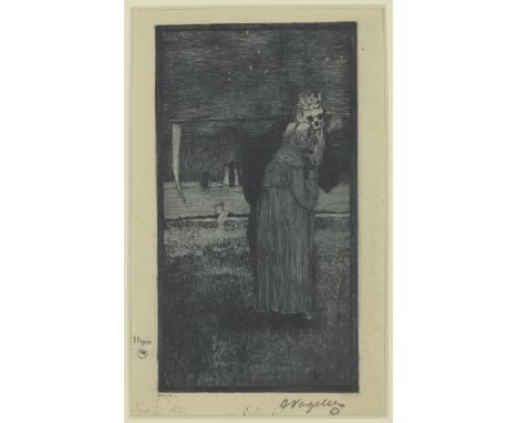 Heinrich Vogeler,German 1872-1942,Tod und Alte, 1896;etching on wove,signed, titled and inscribed in pencil, and signed withi