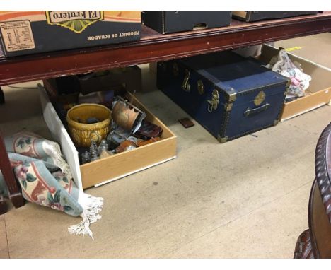 Two trays of assorted and a trunk and contents