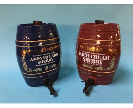 Two ceramic sherry barrels