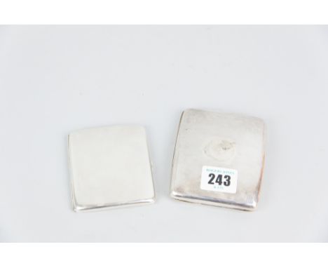 A gentleman's plain silver cigarette case, 2.5 ozs, Birmingham 1919 and an engine turned silver cigarette case (worn), 3.7 oz