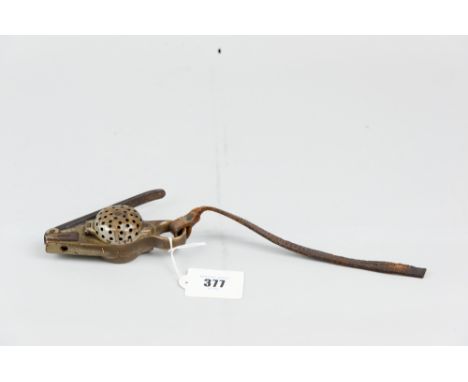 A tram or bus conductor's ticket punch by WH Bailey & Co, Albion Works Manchester, numbered 585, the brass and iron punch wit