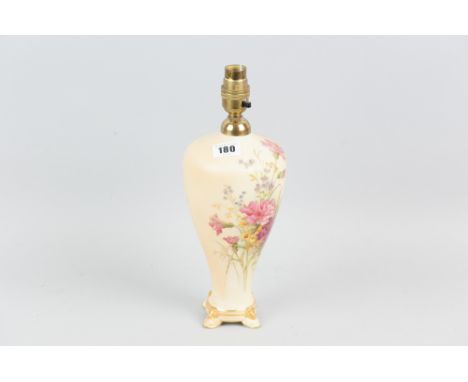 A Blush Worcester table lamp with floral decoration 23cms, high