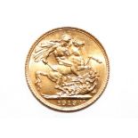 A George V gold Sovereign, 1913