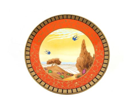 A Royal Worcester "Swallows At Dusk" commemorative charger celebrating 250th Anniversary of Royal Worcester, circa 2001, 41cm
