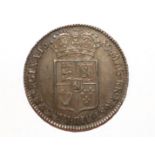 A William and Mary half crown, Caul frosted, with pearls first reverse