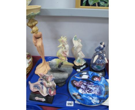 Four Galos Figurines, Italian figurine and animal. Michael Jackson plate:- One Tray.