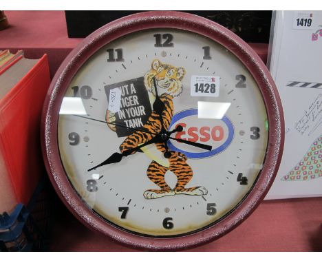 Esso Circular Wall Clock, with inscription, "Put a Tiger In Your Tank".