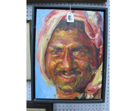 •PAUL WRIGHT (b.1973) *ARR Rajan, oil on panel, signed, titled and dated verso, 41 x 30cm.