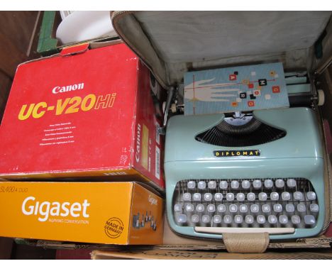 Diplomat Retro Portable Typewriter. Cannon UC-V20 HI 8mm video camcorder, boxed. Gigaset SL400 hands free telephones, boxed:-