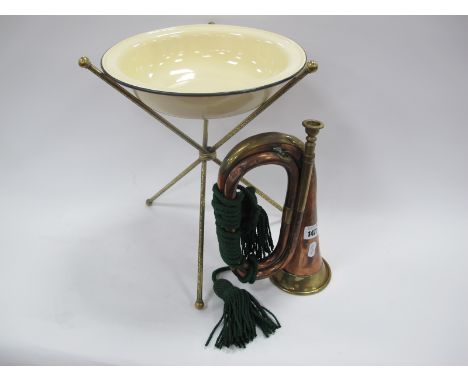 A Victorian Officers Folding Campaign Stand and Later Bowl, a 1910 Church Lads Brigade Bugle.