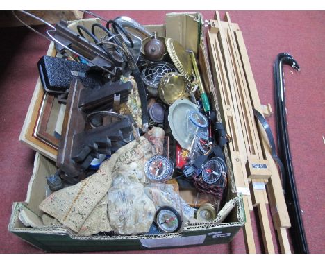 Artists Easel, compass, early XX Century photograph frames, etc:- One Box.