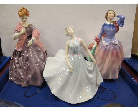 Figurines - Royal Doulton Pirouette HN2216, Royal Doulton Blithe Morning HN2021, Royal Worcester First Dance (3629) (cracked)