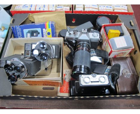 Pratica MTL3 Camera, Coronet, Binocular view finder, prinz cavalier 8mm movie equipment, Vivitar MC tele converter Jessop fla